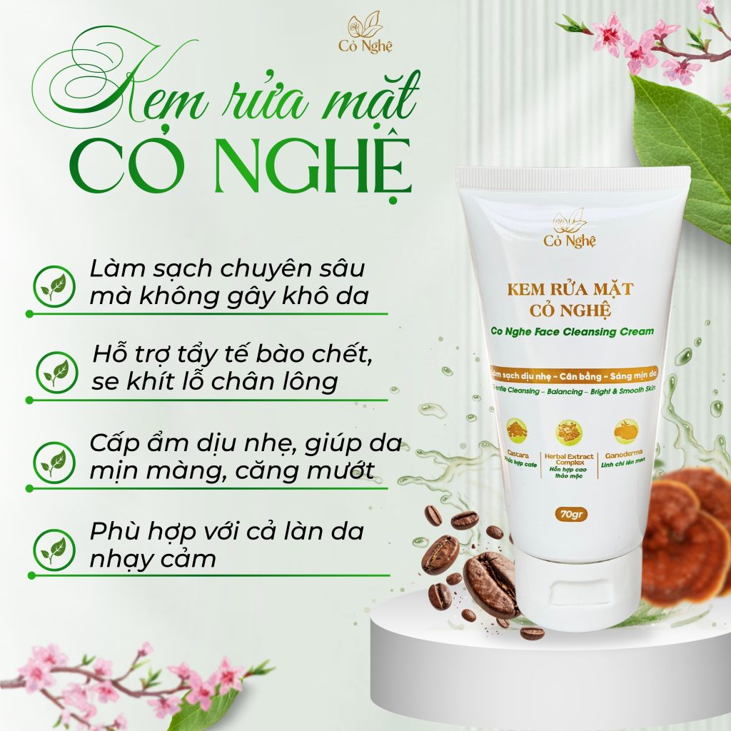 Công dụng nổi bật của Kem rửa mặt Cỏ Nghệ